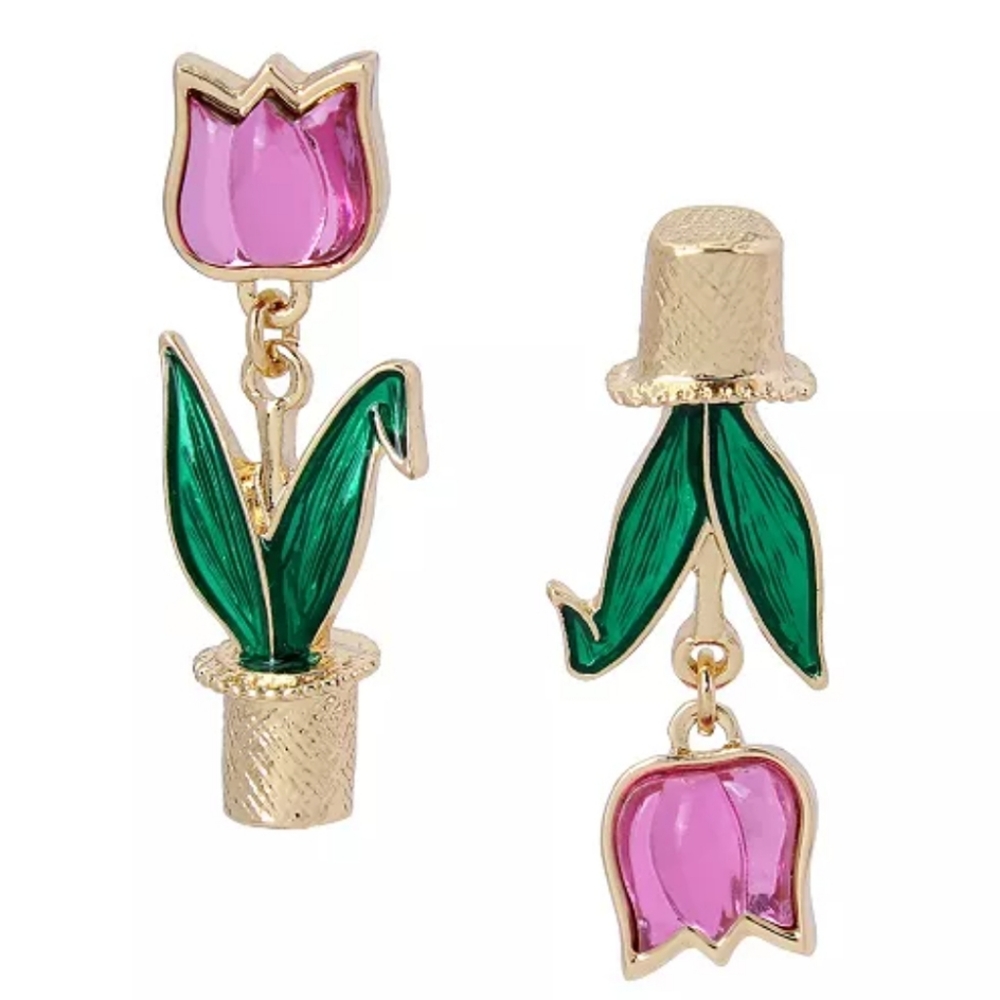 Betsey Johnson Tulip Mismatched Stud Earrings